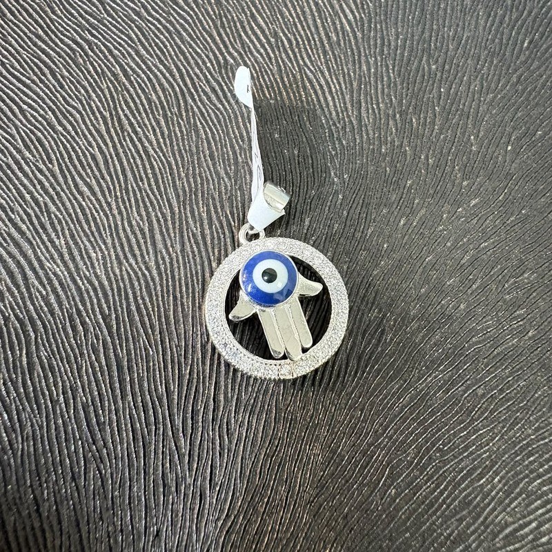 Colgante Mano de Fátima En Círculo Con Ojo Turco