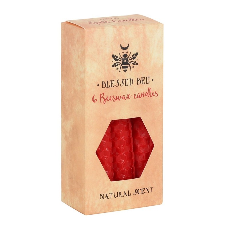 Vela De Miel Cera De Abeja Roja 11x5x5cm | Paquete de 6 Velas