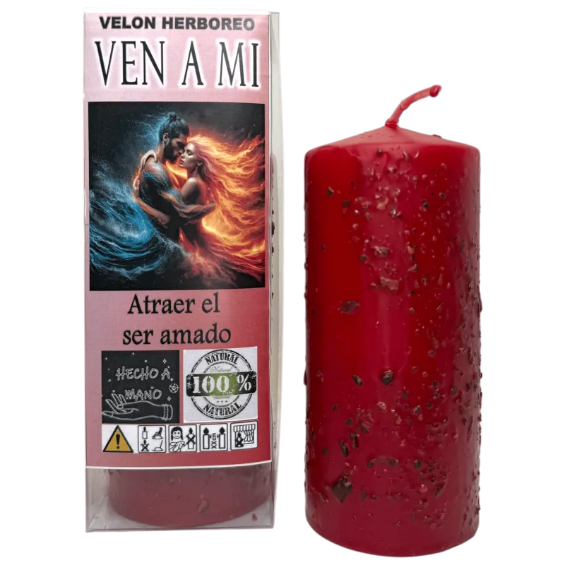 Velón Herboreo Ven A Mí 14x6cm | Atrae Amor, Endulza Y Acerca